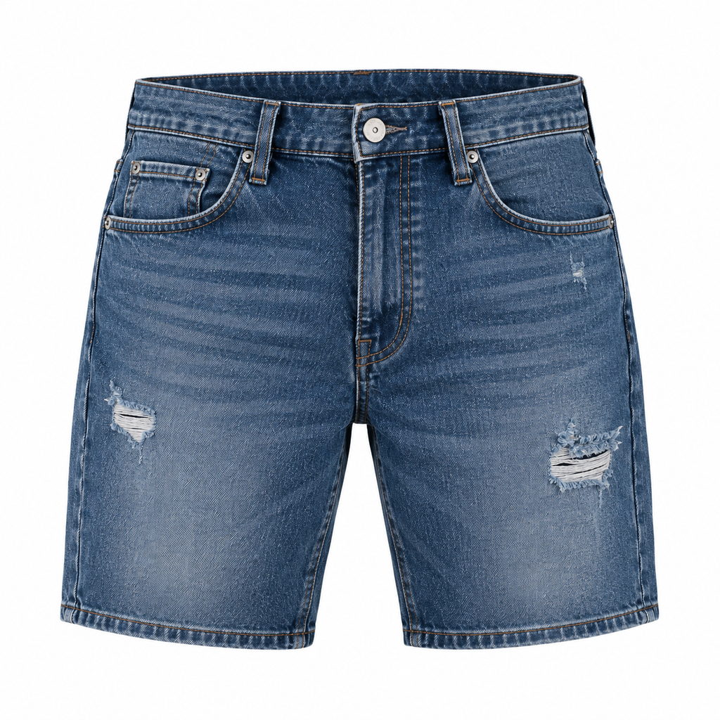 Premium Washed Denim Shorts – Mid Blue | Kolldruns