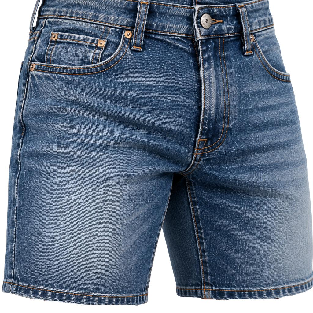 Premium Washed Denim Shorts – Mid Blue | Kolldruns