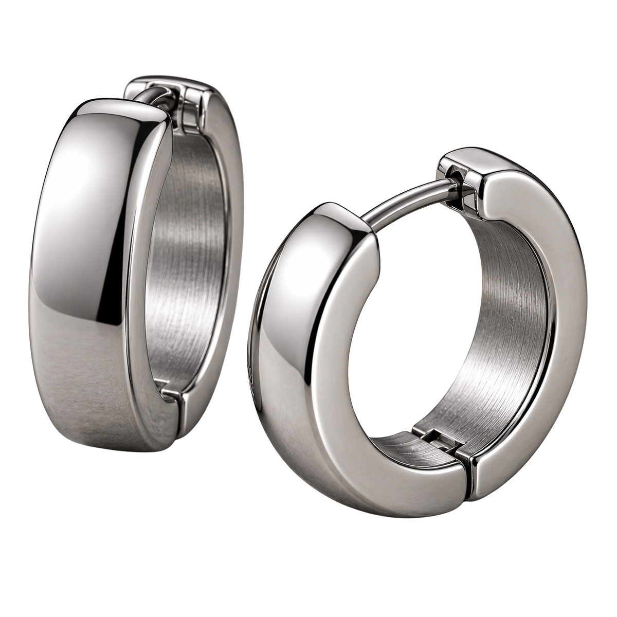 Polished Stainless Steel Huggie Hoop Earrings – Silver | Kolldruns