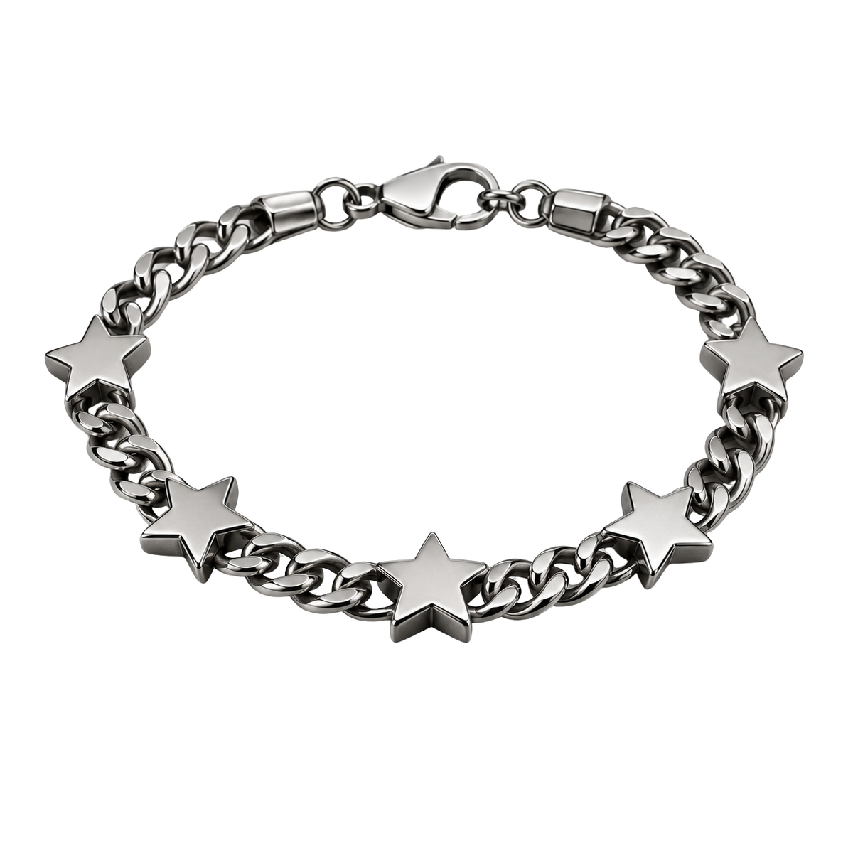 Polished Stainless Steel Star Chain Bracelet – Silver | Kolldruns