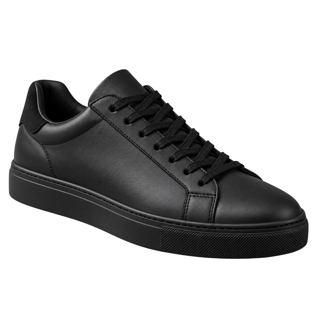 Premium Leather Low-Top Trainers – Black | Kolldruns
