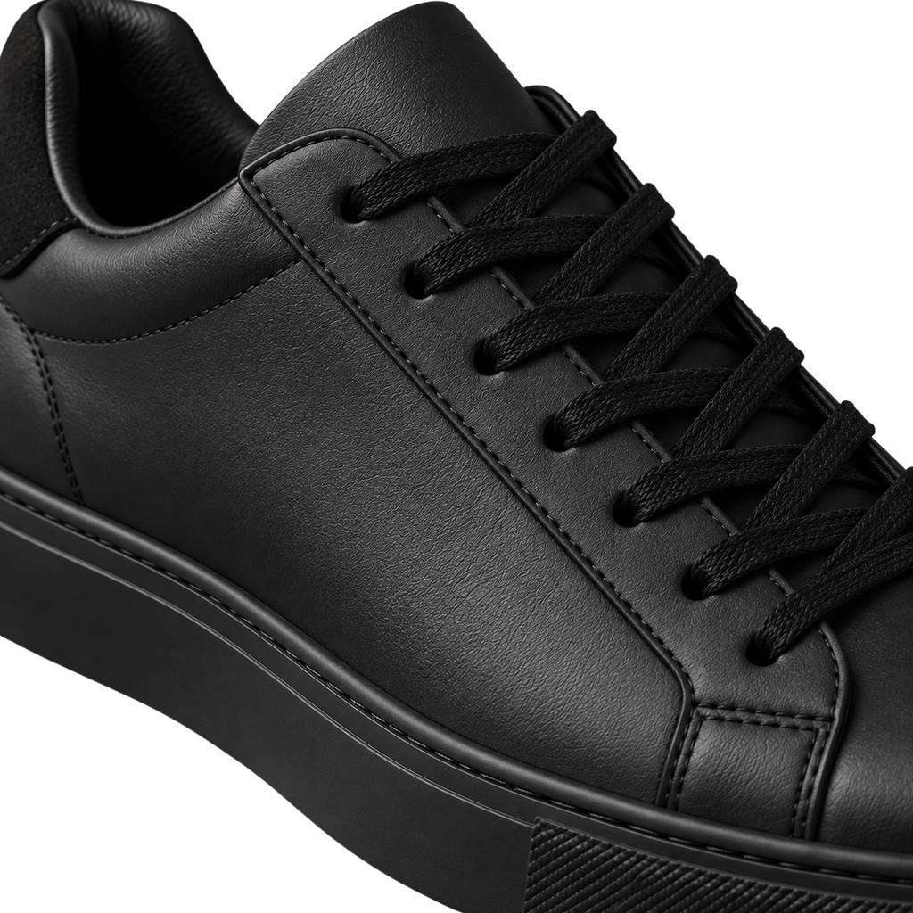 Premium Leather Low-Top Trainers – Black | Kolldruns